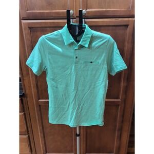 NWT Structure Slim Fit Golf Polo Mens Short Sleeve Stripe Green White Sz Small